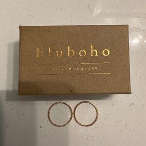 Bluboho 14K Rose Gold Twisted Band & 14K Rose Gold Plain Band